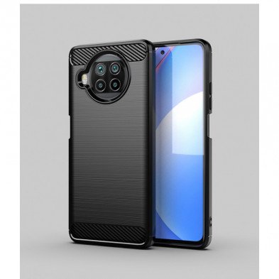 Funda para Xiaomi Mi 10T Lite Carcasa Antigolpes Silicona Negra Diseño  Fibra de Carbono